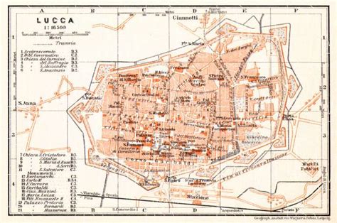 Old Map Of Lucca In 1908 Buy Vintage Map Replica Poster Print Or