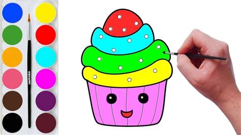 How To Draw A Cartoon Cute Cupcake Coloring For Kids Drawing For