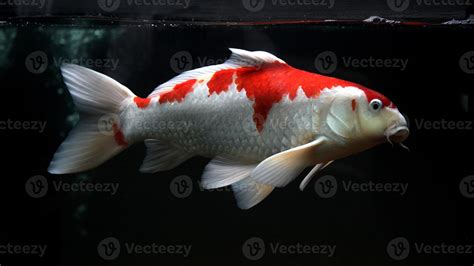 Koi Fish White Red Koi Fish Isolated On Black Background 5686639 Stock