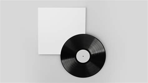 White Vinyl Record Mockup Blank Record Album With Disk 3d Rendering