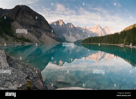 Moraine Lake At Sunrise Banff National Park Alberta Canada Stock