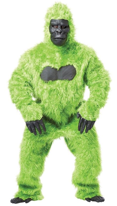 Bright Green Gorilla Suit Costume Deluxe Ape Jumpsuit For Adults