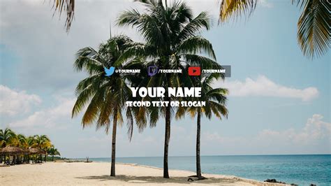 Youtube Banner Customised Beach Palm Tree Design Etsy