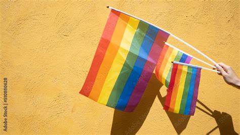 Three Rainbow Flags Symbolizing Lgbtq Homosexuals And Transgender