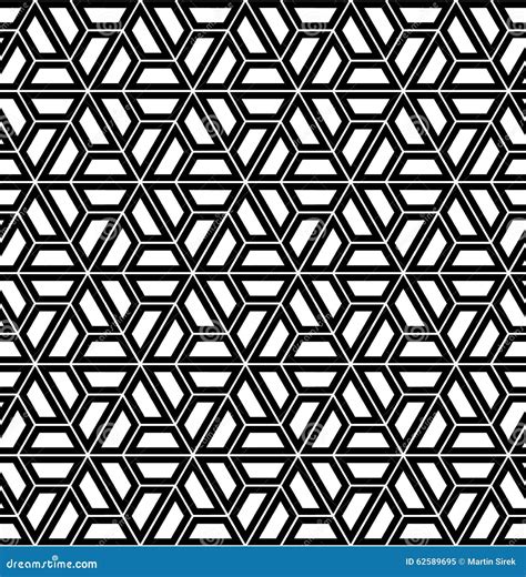 Vector Modern Seamless Sacred Geometry Pattern Hexagon Black And White