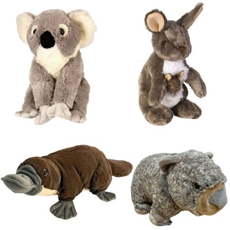 Australian Animals Stuffed Toys Kangaroo Koala Platypus Wombat