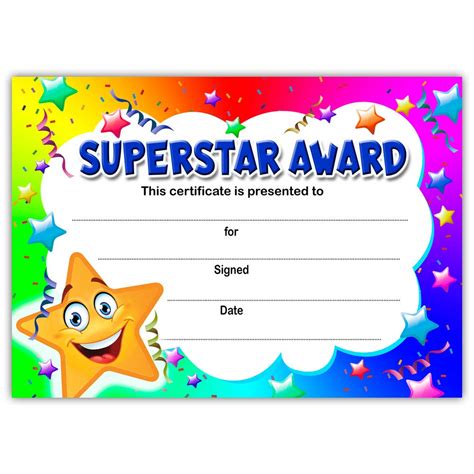 Buy Superstar Award Kids Certificates A6 Pack Of 20 Ideal For