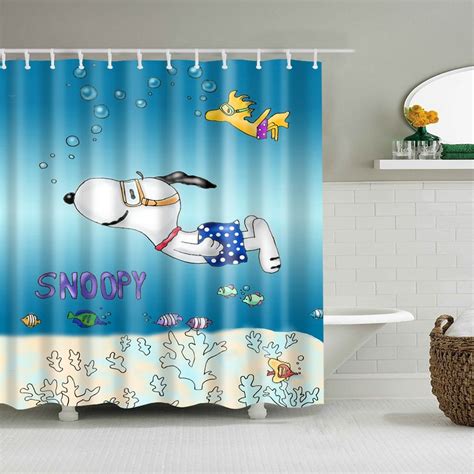 Peanuts Holiday Shower Curtain With Hooks Home Decor Accessories For The Bathroom Shower