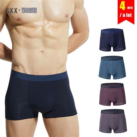Cotton Modal Mens Boxers Underwear 4pcslot Man Pure Slip Panties Underpants Male Gay Boxer