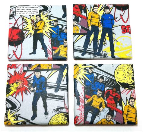 Set Of 4 Fabric Covered Star Trek Coasters 2000