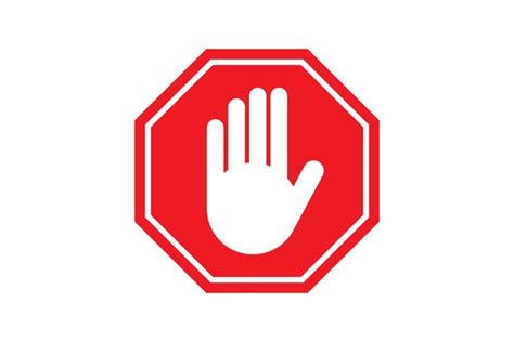 Stop Sign Vector Icon Stop Sign With Hand Isolated