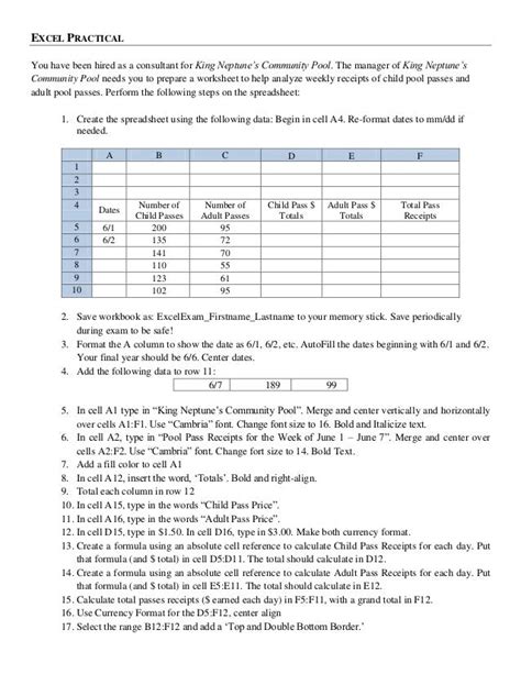 Excel Exam Practical