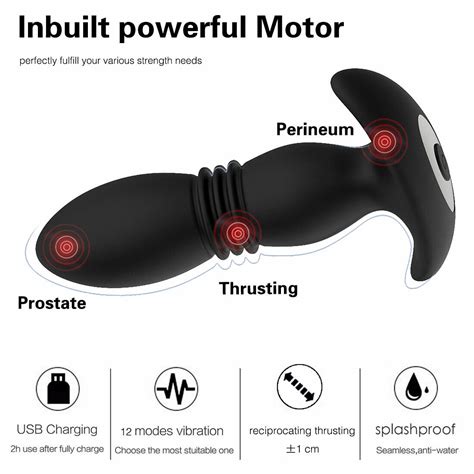 Wireless Remote Control Thrusting Anal Plug Vibrator Prostate Massager Big Dildo Ebay