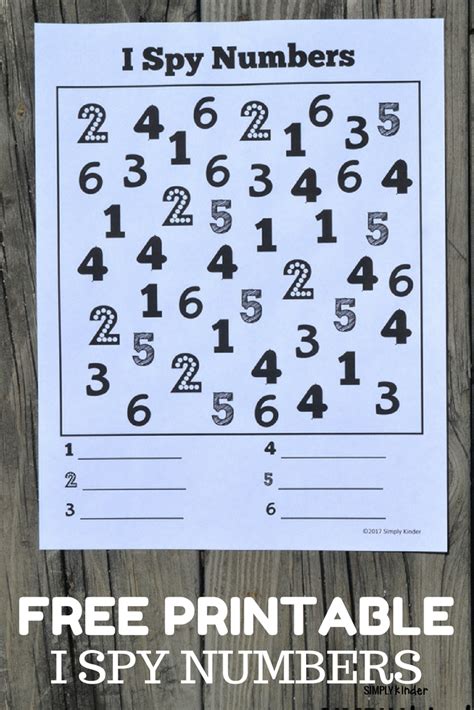 I Spy Numbers Free Printable Simply Kinder Teaching Math Teaching