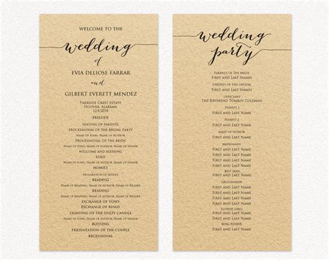 50 sheets of 8.5 x 11 65lb white card stock. Wedding Ceremony Program Templates · Wedding Templates and Printables