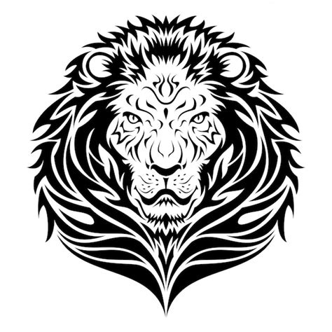 Tatouage Tribal Emblème Tête De Lion Vecteur Premium