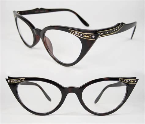 50s Rhinestone Cat Eye Vintage Style Glasses Tortoise Clear Lenses Ebay
