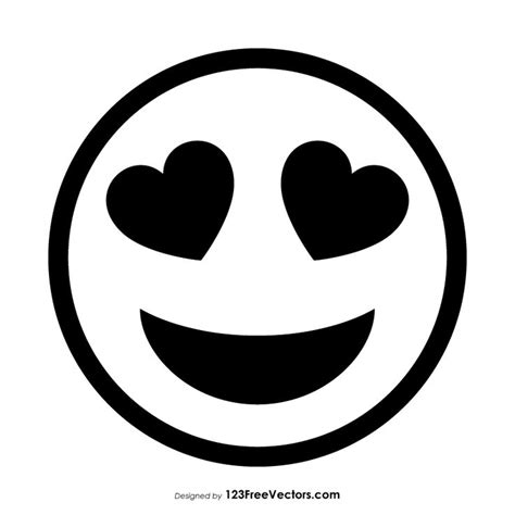 A Black And White Smiley Face With Hearts In The Shape Of Two Hearts On It