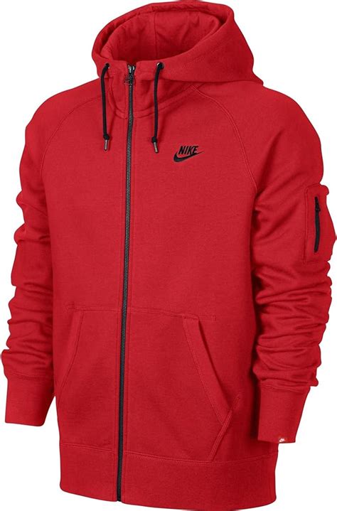 Nike Aw77 Fleece Full Zip Mens Hoodie Redblack 598759 603 Size L