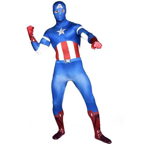High Quality Adult Spandex Avenger Captain America Cosplay Costumes Men Lycra Zentai Movie