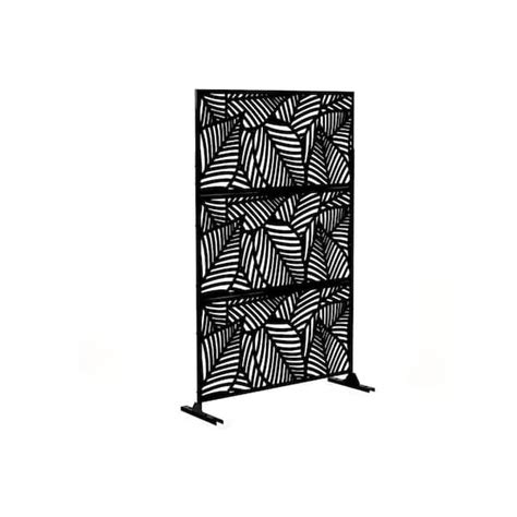65 Ft H X 4 Ft W Laser Cut Metal Privacy Screen In Black 3 Panels