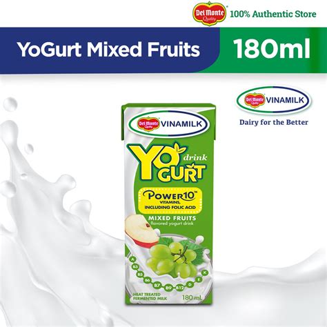 Del Monte Vinamilk Yogurt Mixed Fruits Drinkable Yogurt With Power 10