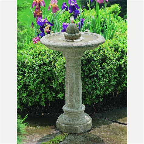 Acorn Fountain Tall Cast Stone Bird Bath Kinsey Garden Decor