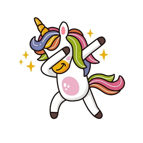 Premium Vector Kawaii Cute Doodle Unicorn Dabbing Pose