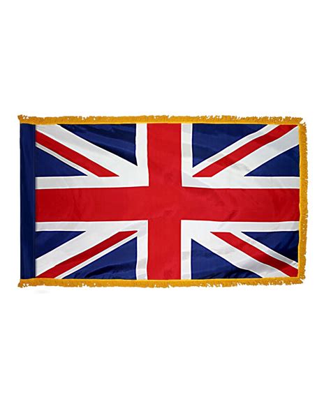 United Kingdom Flag 3 X 5 Ft Indoor Display Flag With Gold Fringe