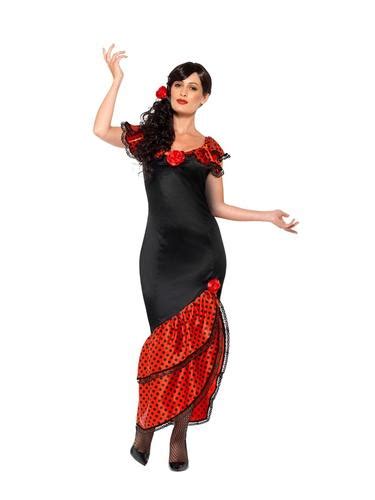 Flamenco Senorita Ladies Fancy Dress Spanish Salsa Dancer Adults Costume Outfit Ebay