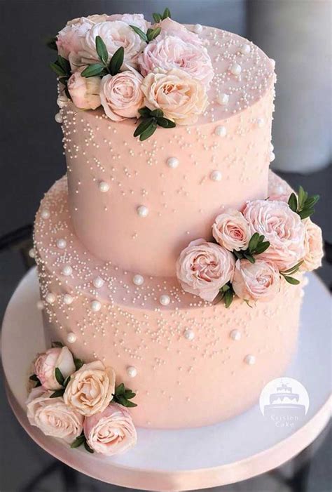 The Most Beautiful Wedding Cakes Two Tier Pink Wedding Cake Pink