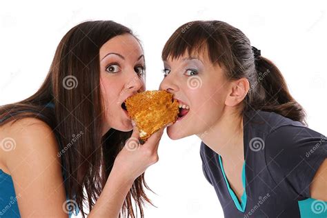 Fat And Thin Girls Eatting Stock Image Image Of Measurement 17741165