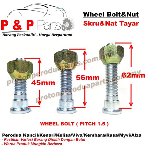 Wheel Bolt And Nut Skru Nat Tayar For Perodua Kancil Kenari Kelisa Viva
