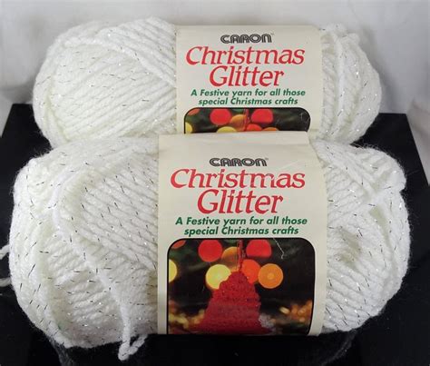Caron Yarn Christmas Glitter White With Metallic Lot 2 Skeins Etsy