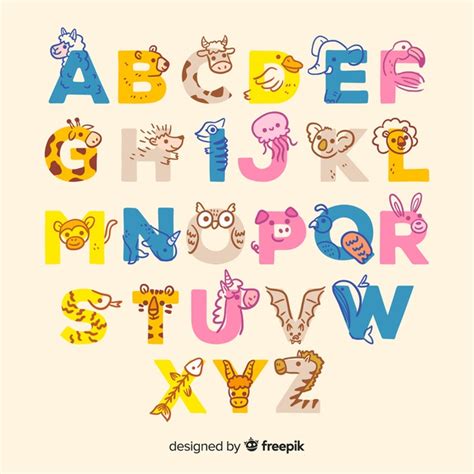 4,000+ vectors, stock photos & psd files. Animal alphabet with cute letters | Free Vector