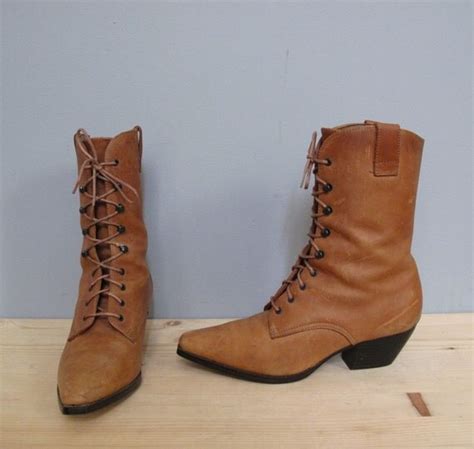 Vintage Light Brown Lace Up Boots 9 By Secretlake On Etsy