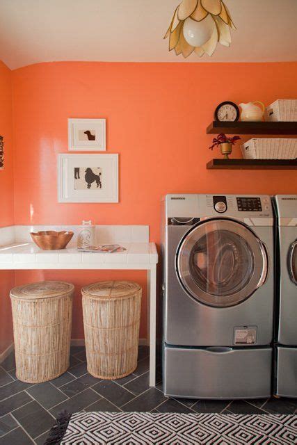 Irene And Evans Welcoming Whimsy — House Tour Orange Laundry Rooms