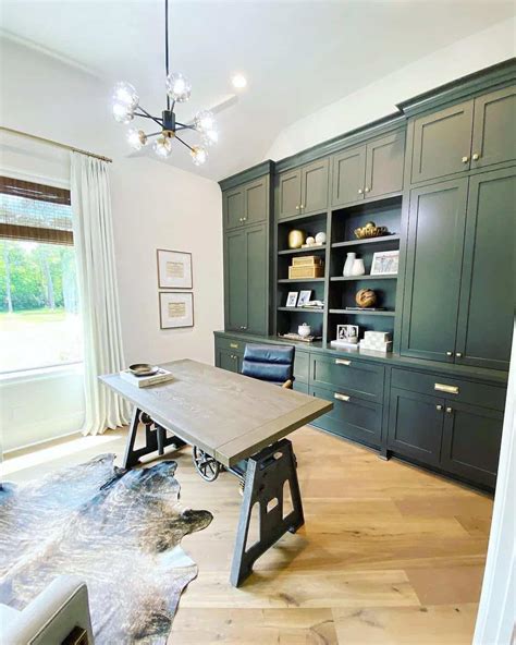Modern Farmhouse Office Design With Built In Shelves Soul And Lane