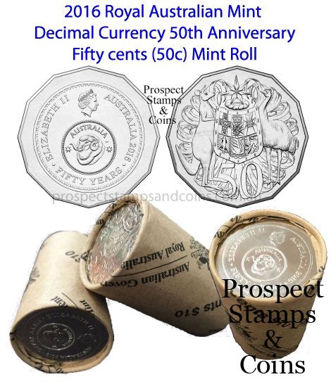 Australian Coins Australian Decimal Mint Rolls 2016 Fifty Cent