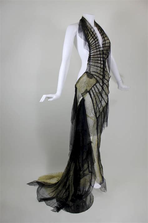 Roberto Cavalli Stunning Sheer Gold Lace And Cascading Black Tulle Gown For Sale At 1stdibs