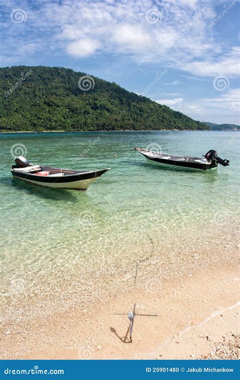 Boats On Tropical Beach Stock Photo Image Of Idyllic 25901480