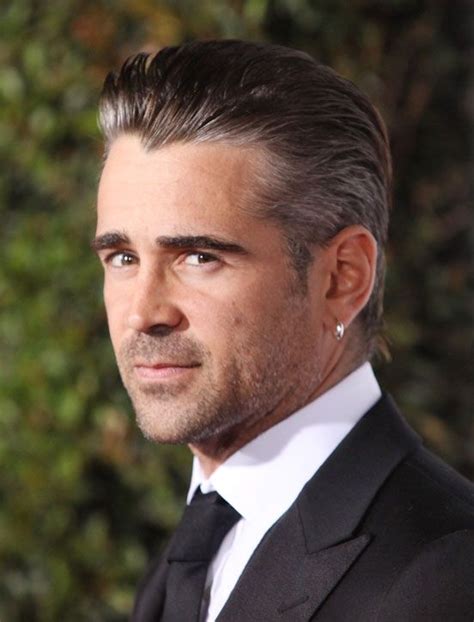 Hollywoods Trending Hairstyle The Slicked Back Look Colin Farrell