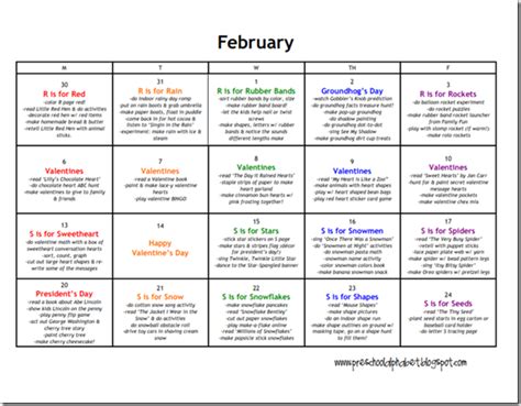 Preschool Alphabet Preschool Plan For February
