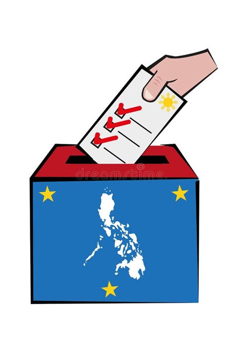 Philippines Election Concept With Map And Voters Hand On Ballot Box