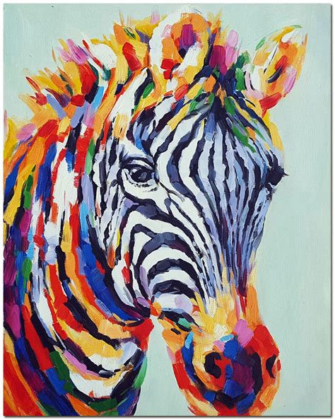 Hand Painted Zebra Oil Painting On Canvas Impressionist