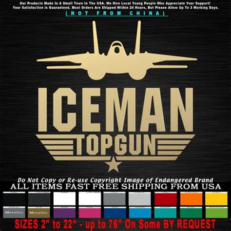 Top Gun Logo Iceman F 14 Maverick Viper Tom Cruise Goose Car Truck