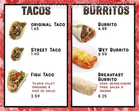 Online Menu Of Tacos El Unico Restaurant Los Angeles California