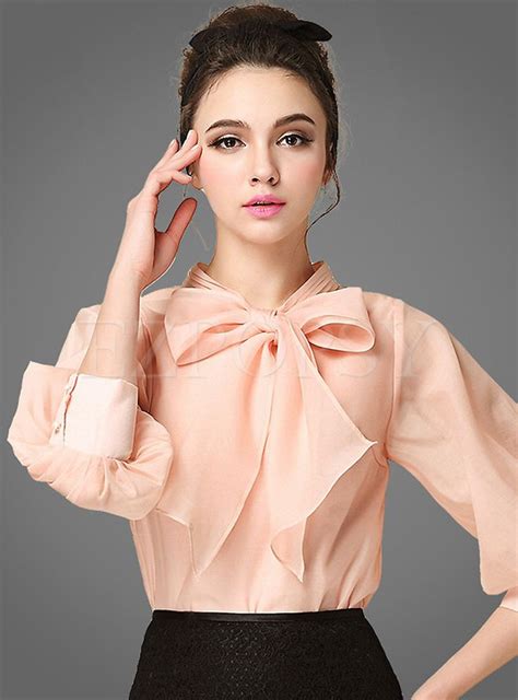 shop for high quality fresh pure color bowknot blouse online at cheap prices and discover