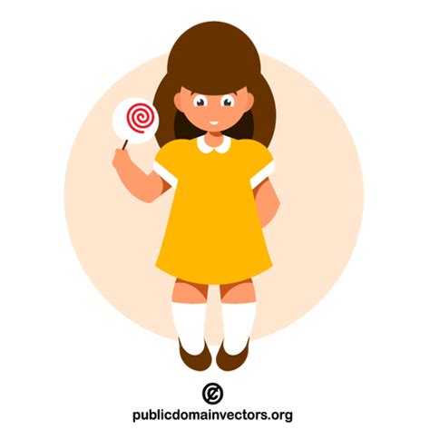 Little Girl With A Candy Public Domain Vectors