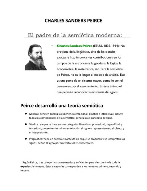 Charles Sanders Peirce Charles Sanders Peirce Peirce Desarrolló Una